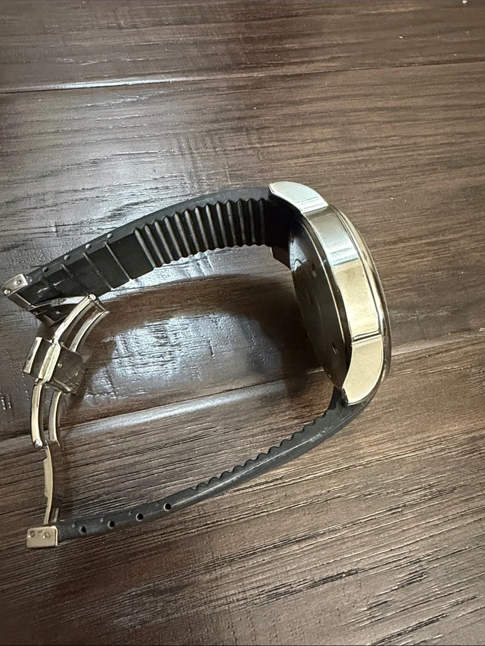 Men's Silver Chronograph Watch with Black Strap - Picture 7 of 15